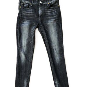 True Religion Jeans Womens Size 30 Halle Mid Rise Super Skinny Black Pre-owned